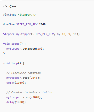 Arduino Code Examples for 28-BYJ48